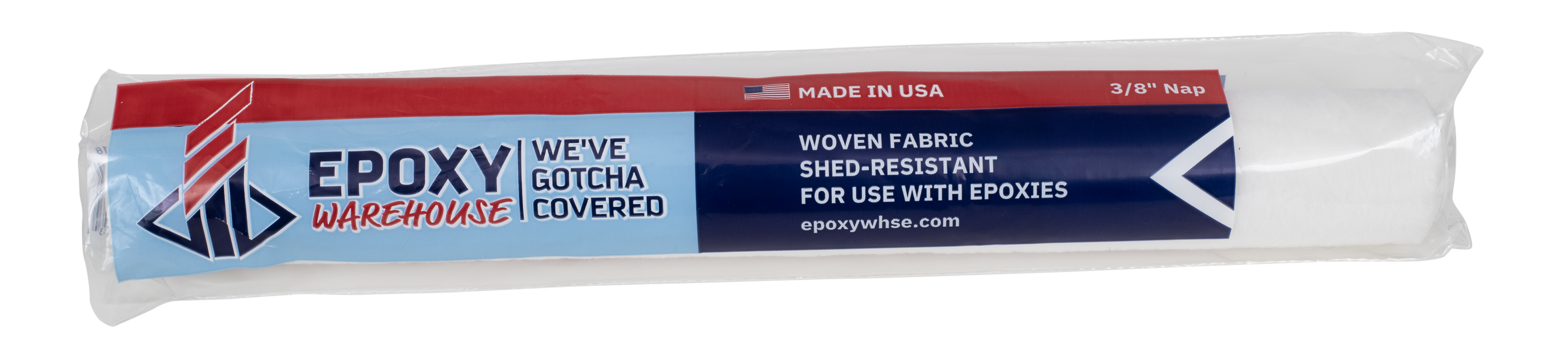18in Roller Cover, 3/8 Nap, with End Caps, MADE IN USA