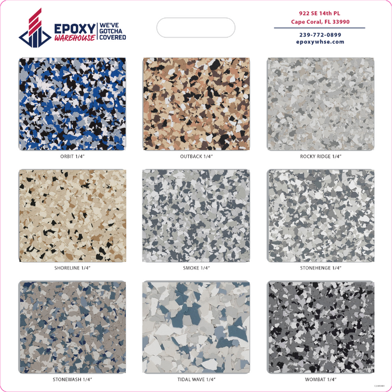 Epoxy Warehouse Sample Board - (24) Color Blend Stock Collection ...
