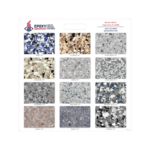 Epoxy Warehouse Sample Board - (24) Color Blend Stock Collection